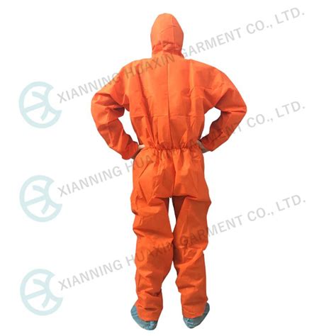 Buy Eu Cat Iii Type Disposable Orange Sms Hazmat Suit Protective