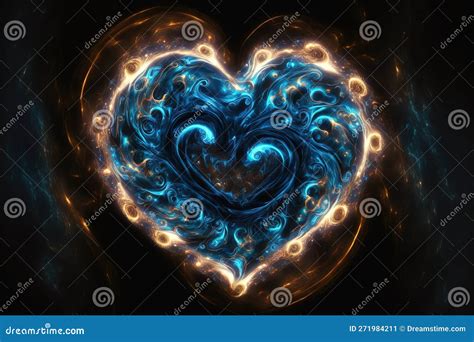 Ethereal Spiritual Heart With Mysterious Blue Energy Swirling Inside