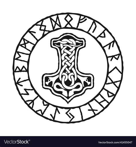 Mjolnir - thors hammer drawing in celtic knot Vector Image