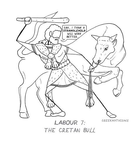 Heracles Seventh Labour The Cretan Bull Greek Myth Comix