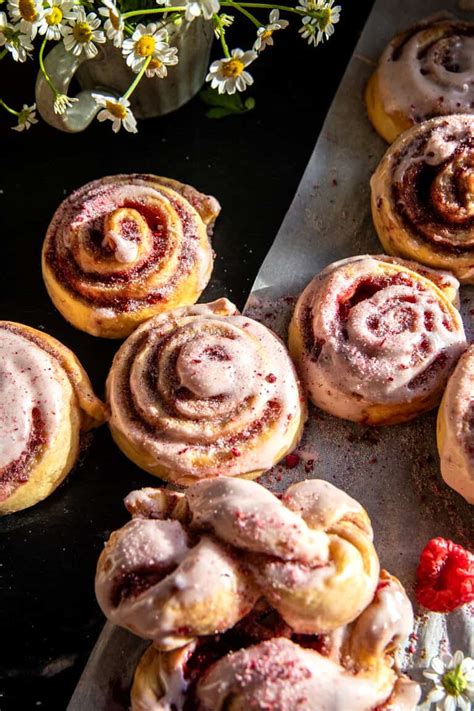 Glazed Raspberry Honey Sweet Rolls Half Baked Harvest