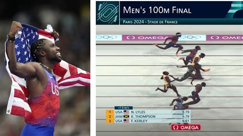 Noah Lyles claims Paris Olympics 100m gold… only by 5-thousandths of a ...