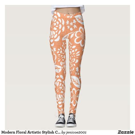 Modern Floral Artistic Stylish Chic Artsy Pattern Leggings Leggings