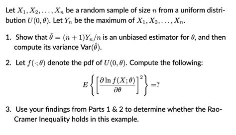 SOLVED Let X1 X2 Xn Be A Random Sample Of Size N From A Uniform Distri