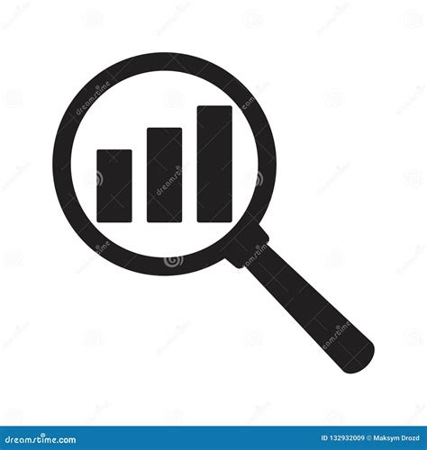 Analytic Vector Icon Magnifying Glass With Bar Chart Stock