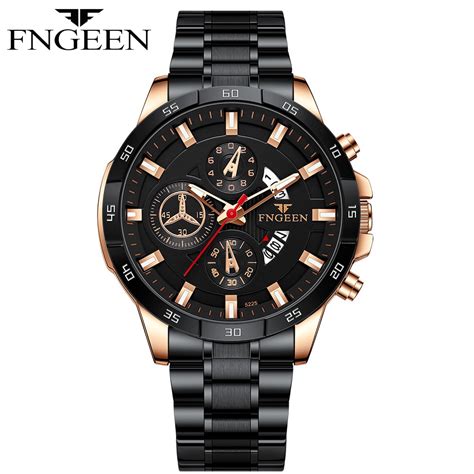 Jual FNGEEN 5225 Jam Tangan Pria Luxury Stainless Steel Sport Quartz