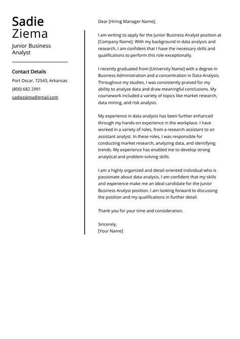 Junior Business Analyst Cover Letter Example Free Guide