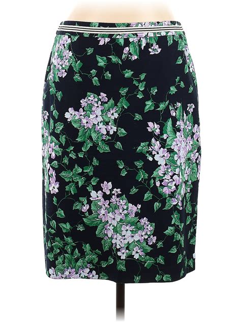 Talbots Floral Motif Baroque Print Floral Blue Green Casual Skirt Size