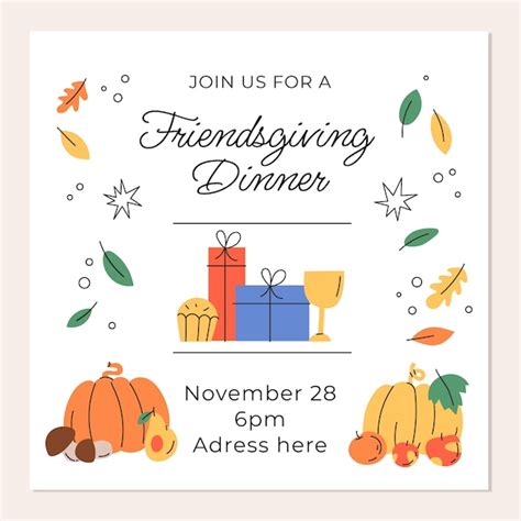 Premium Vector | Flat invitation template for friendsgiving day