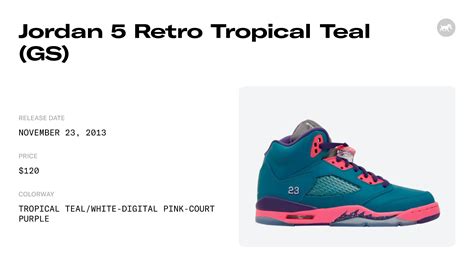 Jordan 5 Retro Tropical Teal Gs 440892 307 Raffles And Release Date