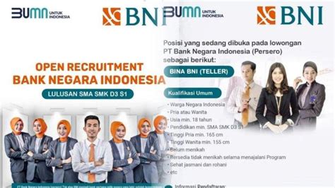 Hari Terakhir Rekrutmen BUMN PT BNI Lulusan SMA SMK D3 S1 Cek