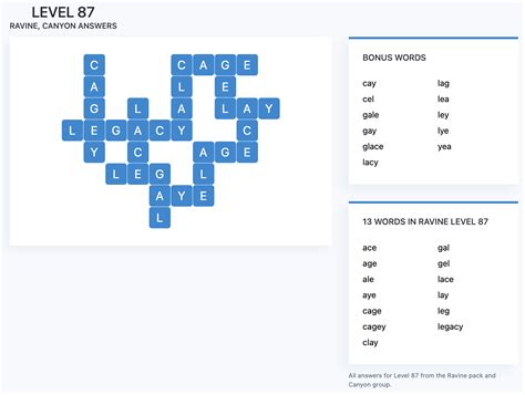 Wordscapes Level 87 Answers And Bonus Words