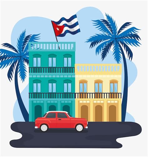 Escena De Una Calle De Cuba Vector Premium