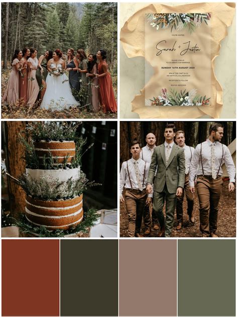 The Wedding Color Scheme Is Brown Green And White With Greenery On Top