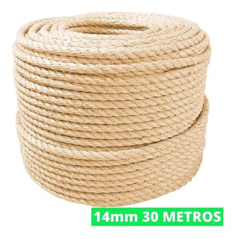 Corda De Sisal 14mm 30mts Rasada Arranhador Decoração Naval Frete Grátis