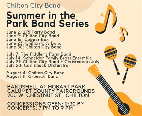 Summer In The Park Concert Series Chilton Chamber Of Commerce