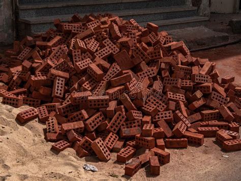 Construction Materials Red Building Brick Made Of Baked Clay Stock