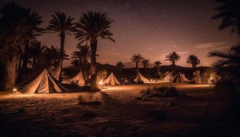 Premium AI Image | A night shot of tents in the desert with the stars ...