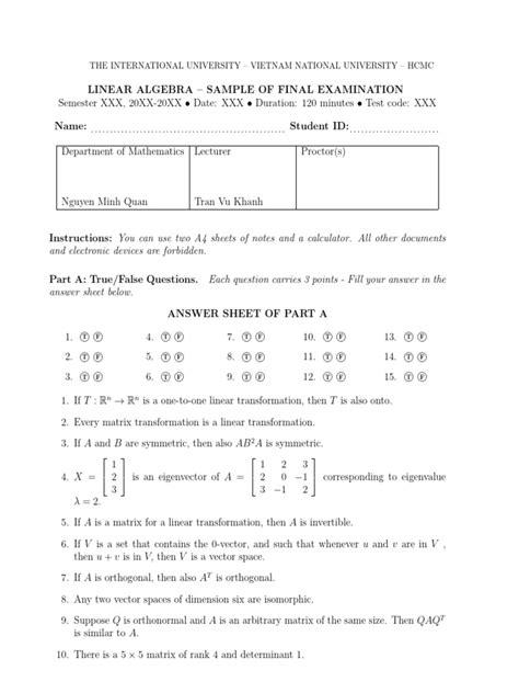 Sample Linear Algebra Nan Pdf Matrix Mathematics Eigenvalues