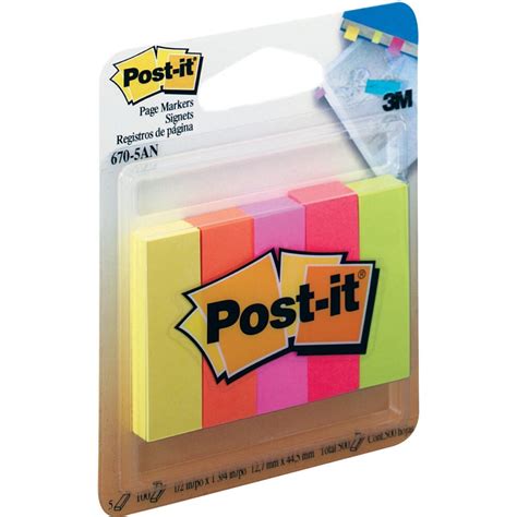 Post It Page Markers 670 5an 12 7mm X 44 4mm Assorted Pack Of 500