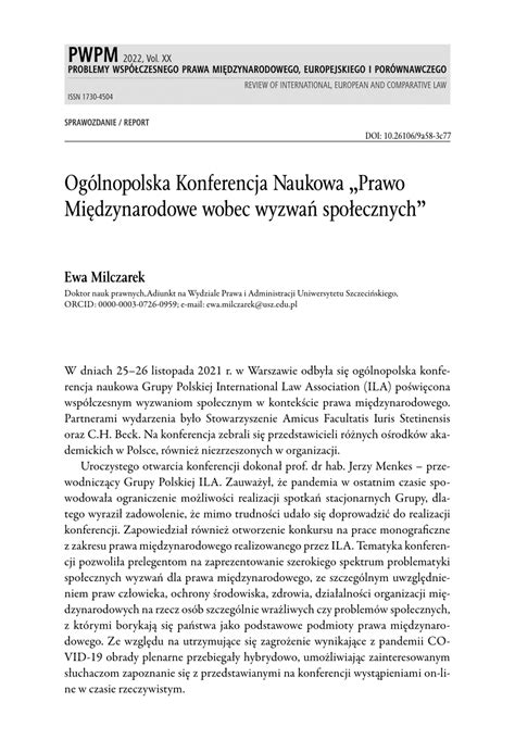 PDF Sprawozdanie Ogólnopolska Konferencja Naukowa Prawo