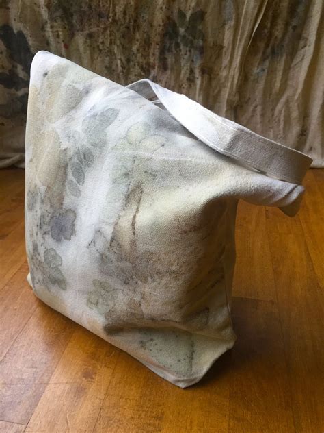 Medium Ecoprint Canvas Tote Bag Etsy