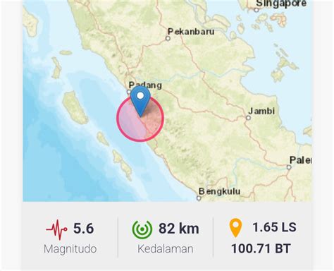 Gempa Tektonik Bermagnitudo 5 6 Guncang Pesisir Selatan