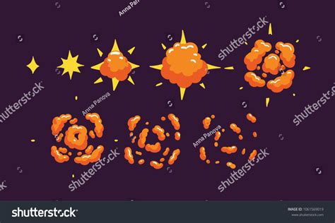 Sprite Sheet Flat Explosionanimation Cartoon Game Stock Vector (Royalty ...