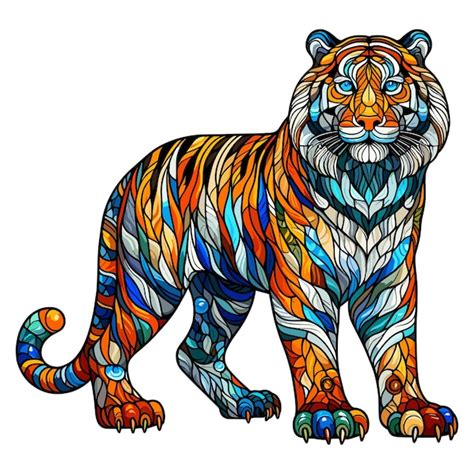 Premium Vector Stained Glass Colorful Tiger Vector