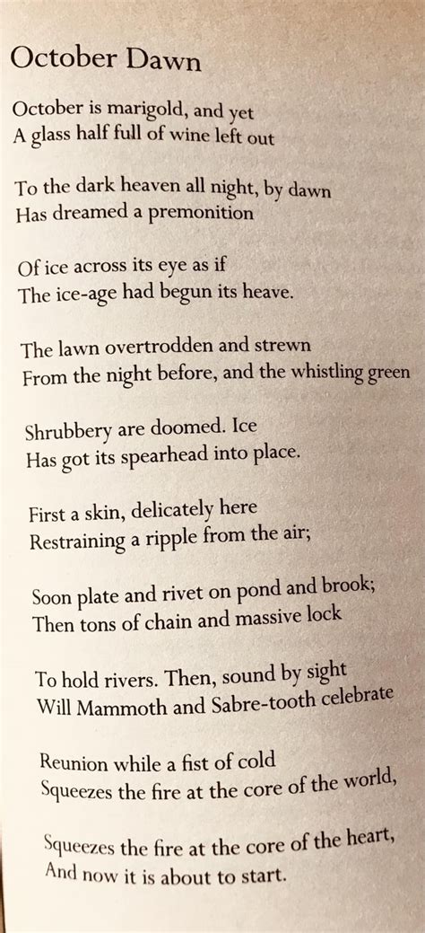 Ted Hughes October Dawn R Poem