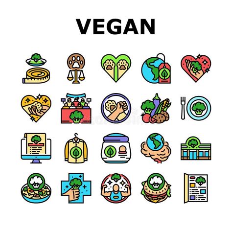 Vegan Food Label Icons Symbols Stock Vector Illustration Of Icons