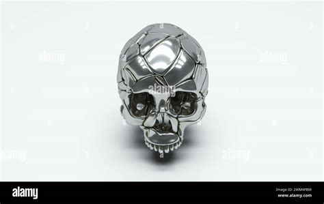 Silver Human Skull Sculpture Death Head Halloween Skeleton Dead Anatomy