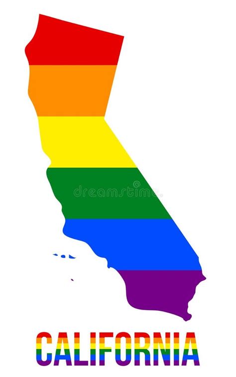 California State Map In Lgbt Rainbow Flag Comprised Six Stripes With