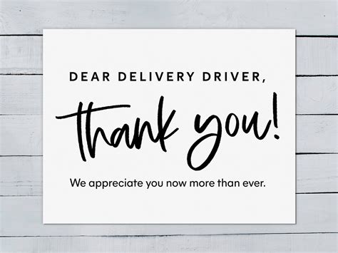 Delivery Driver Thank You Appreciation Snack Sign Printable 8 5x11 For Usps Fedex Ups Amazon