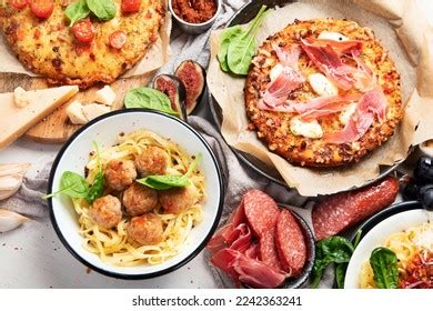 Full Table Italian Meals On Plates Stock Photo 2242363241 Shutterstock