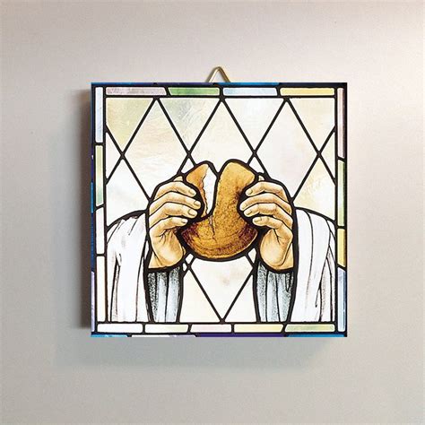 Breaking Bread Stained Glass Image On Ceramic Tile Etsy