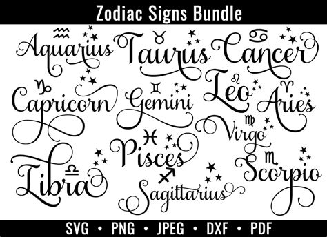 Zodiac Signs Svg Bundle Astrology Signs Svg Zodiac Symbols Etsy