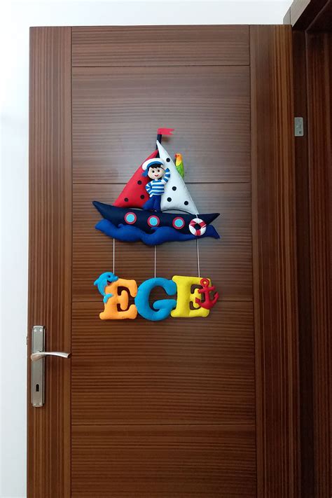 Ege isimli Denizci Bebek Kapı Süsü Renkli Hayallerim