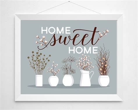 Home Sweet Home Print Wall Decor Art Flower Cotton Dried