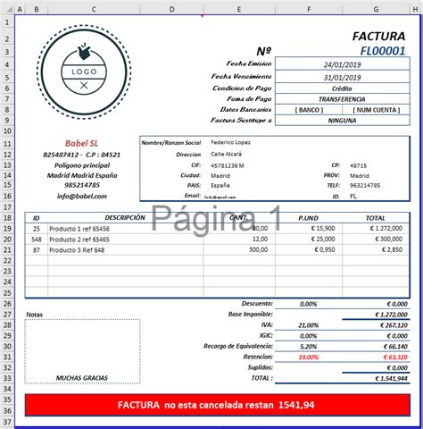 Modelo De Factura En Excel Sample Excel Templates