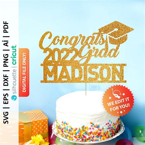 Congrats 2023 Grad Svg Personalized Graduation Cake Topper Svg Custom