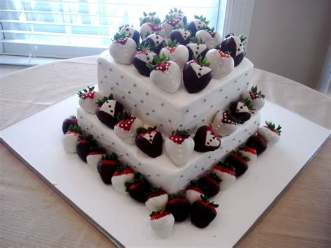 Bride And Groom Chocolate Covered Strawberries Cake CakeCentral