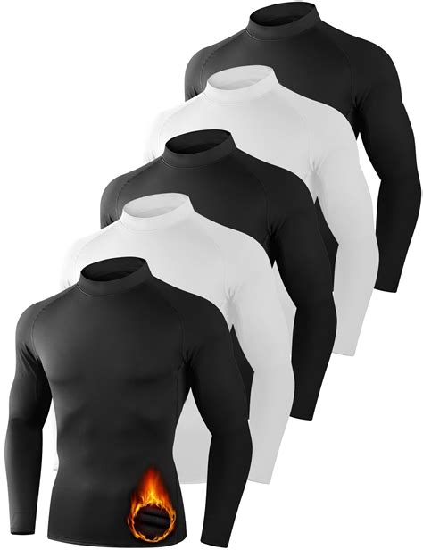 Dalavch 4 5 Pack Thermal Compression Shirts For Men Mock Turtleneck