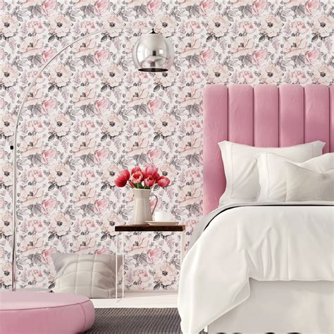 Papel De Parede Adesivo Floral Rosa 3 Elo7 Produtos Especiais