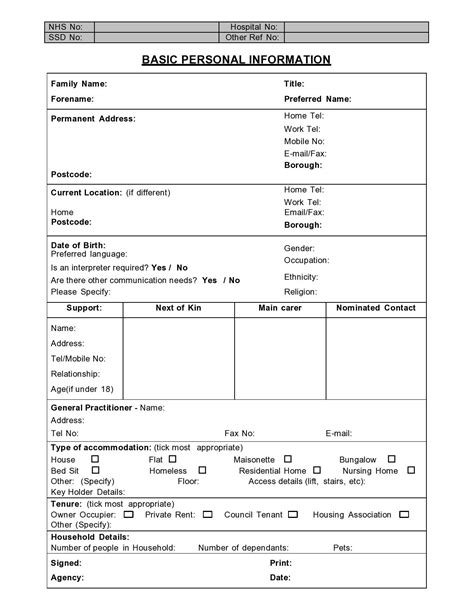 Free Personal Information Forms Templates Templatelab