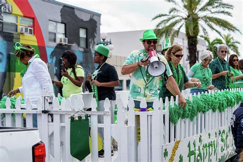 People On Floats At The St Patricks Day Parade Hollywood Florid