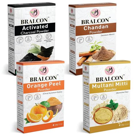 Bralcon Activated Charcoal Chandan Orange Multani Mitti Powder Combo