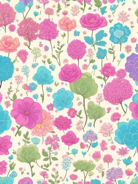 Premium Ai Image Seamless Colorful Patterns Of Flowers And Trees