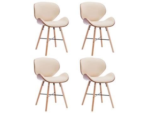 Vidaxl chaises de salle à manger 4 pcs crème similicuir et bois courbé