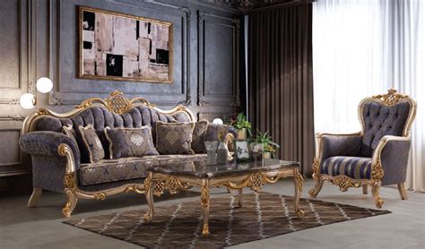 Casa Padrino Luxury Baroque Living Room Set Blue Silver Gold 2